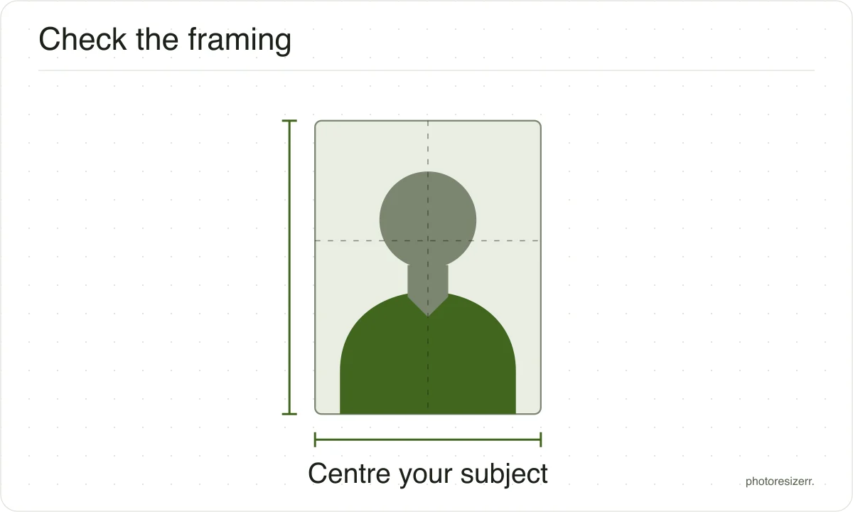 A neutral head-and-shoulders silhouette appears within a portrait frame and centre guides.