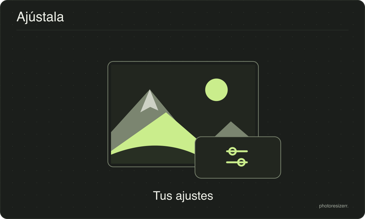 Un marco de foto con guías de dimensiones y controles deslizantes.