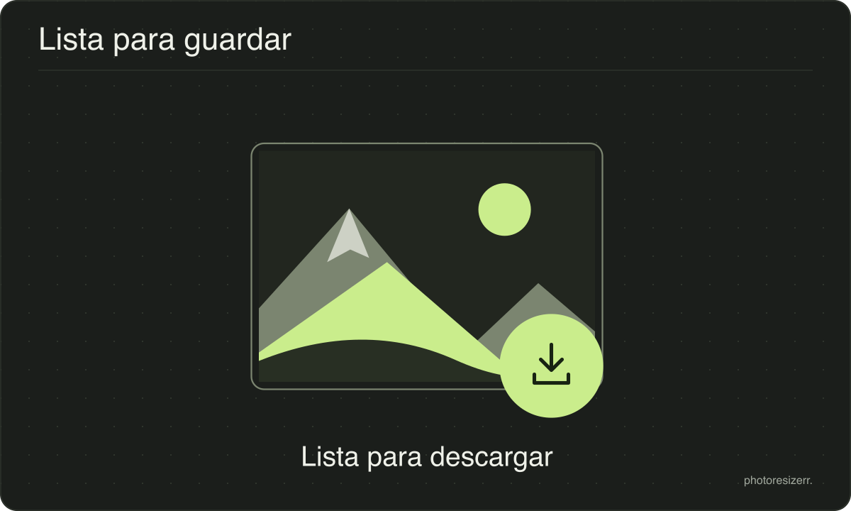 Un marco de imagen terminado con una flecha de descarga y una marca de verificación.