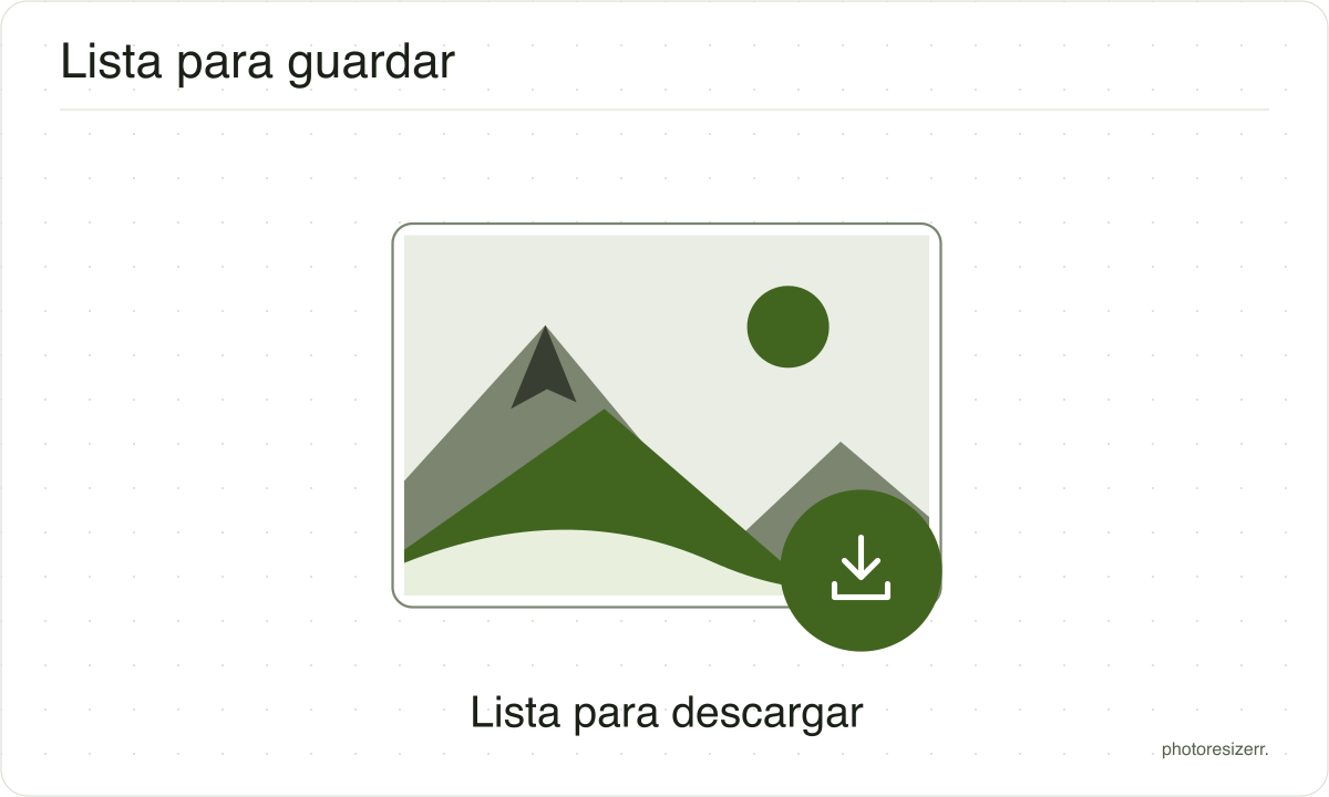 Un marco de imagen terminado con una flecha de descarga y una marca de verificación.
