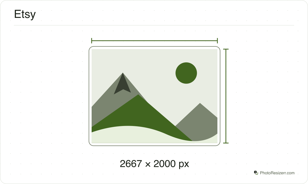 Un marco de imagen para Etsy dibujado con las proporciones de 2667 × 2000 px de esta página.