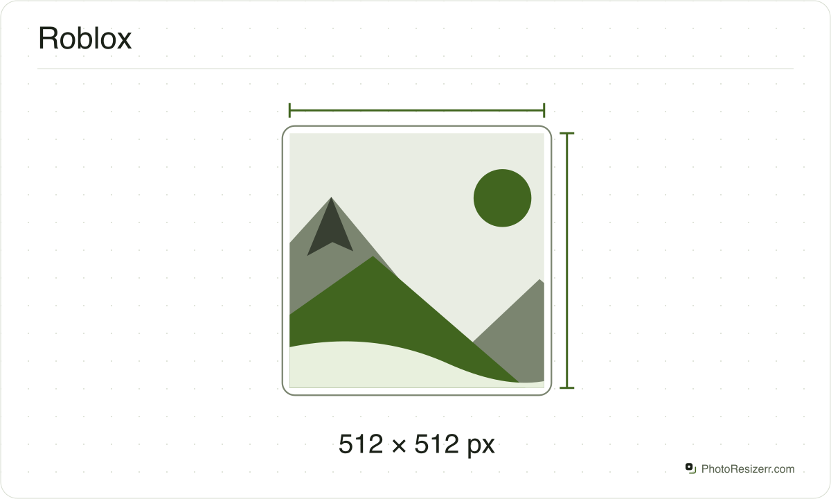 Un marco de imagen para Roblox dibujado con las proporciones de 512 × 512 px de esta página.