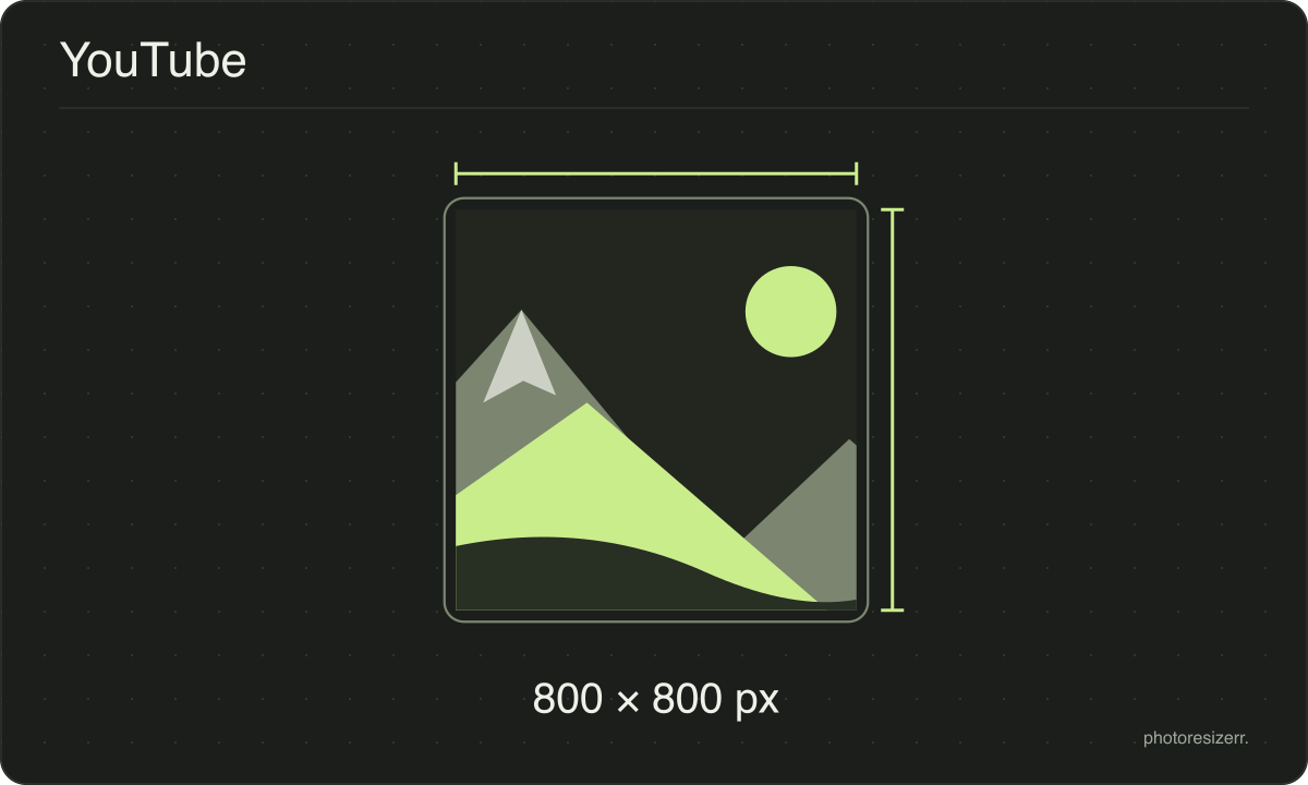 Un marco de imagen para YouTube dibujado con las proporciones de 800 × 800 px de esta página.