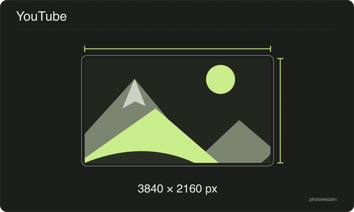 Un marco de imagen para YouTube dibujado con las proporciones de 3840 × 2160 px de esta página.