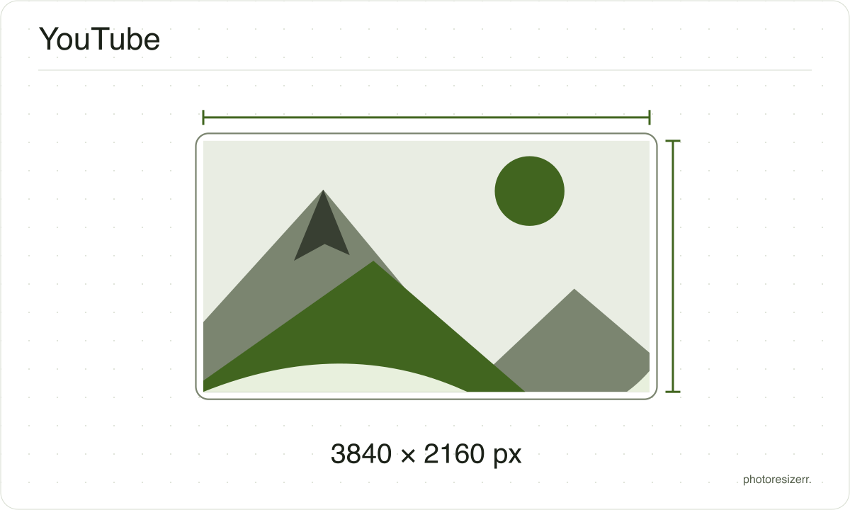 Un marco de imagen para YouTube dibujado con las proporciones de 3840 × 2160 px de esta página.