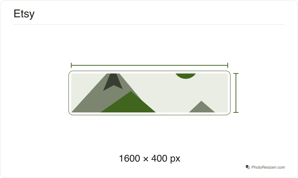 A Etsy image frame drawn at the 1600 × 400 px proportions of this page’s preset.