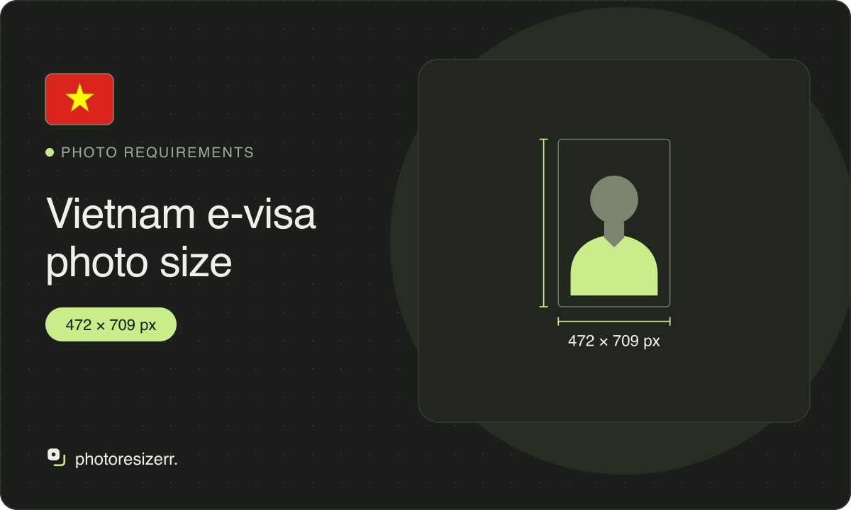 Featured illustration for Vietnam e-visa photo size, marked 472 × 709 px.