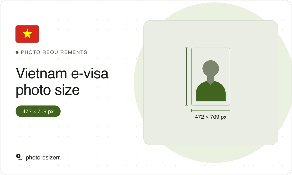 Featured illustration for Vietnam e-visa photo size, marked 472 × 709 px.