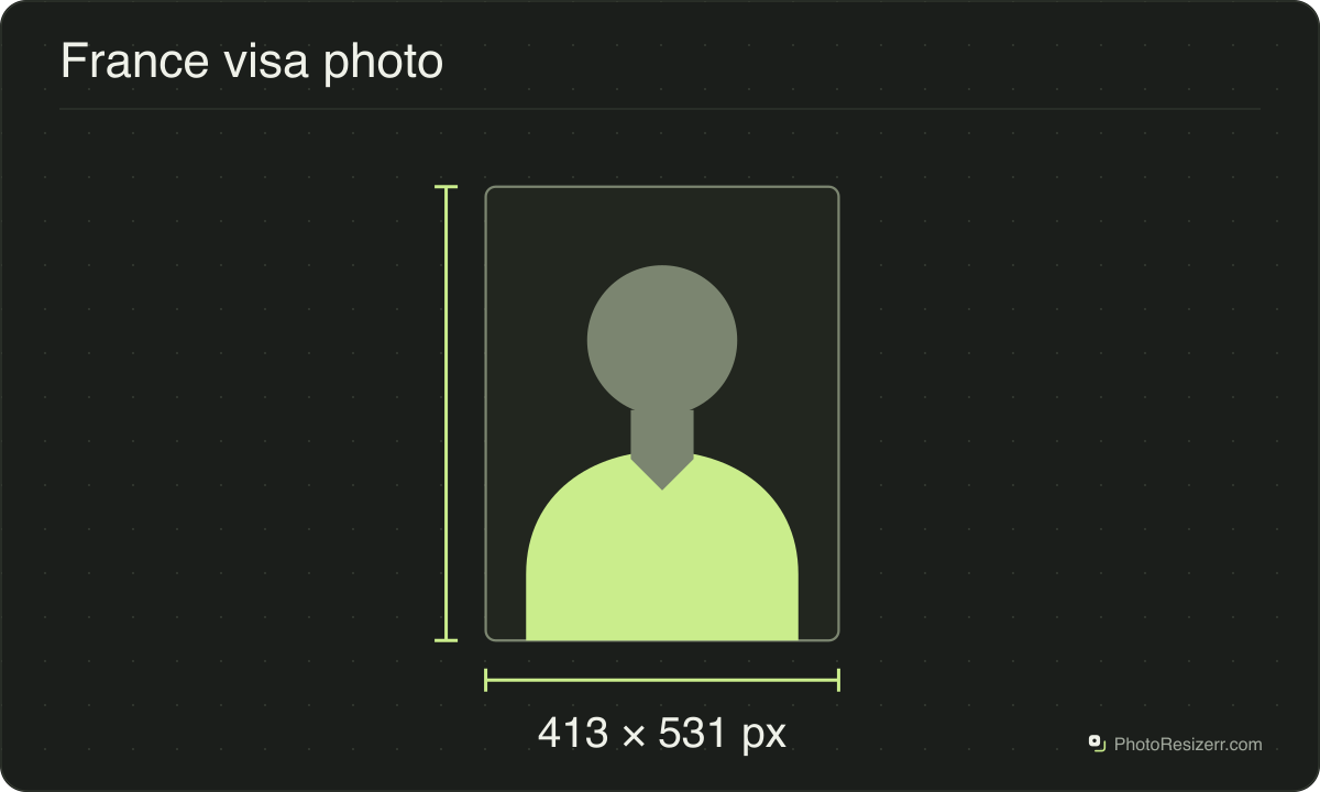 A neutral portrait silhouette in a 413 × 531 px frame matching this tool’s output preset.