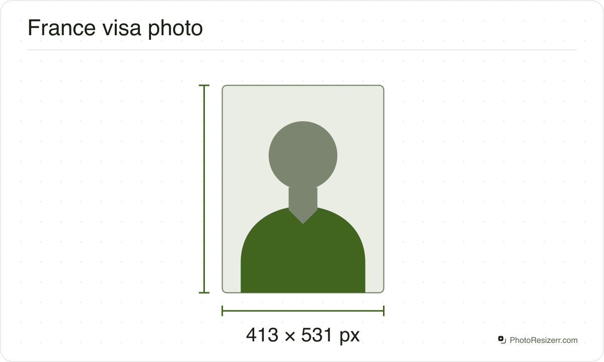 A neutral portrait silhouette in a 413 × 531 px frame matching this tool’s output preset.