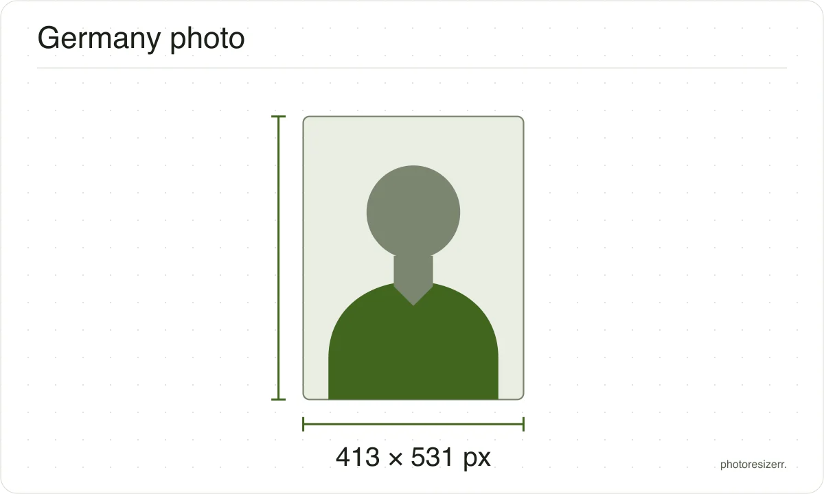 A neutral portrait silhouette in a 413 × 531 px frame matching this tool’s output preset.