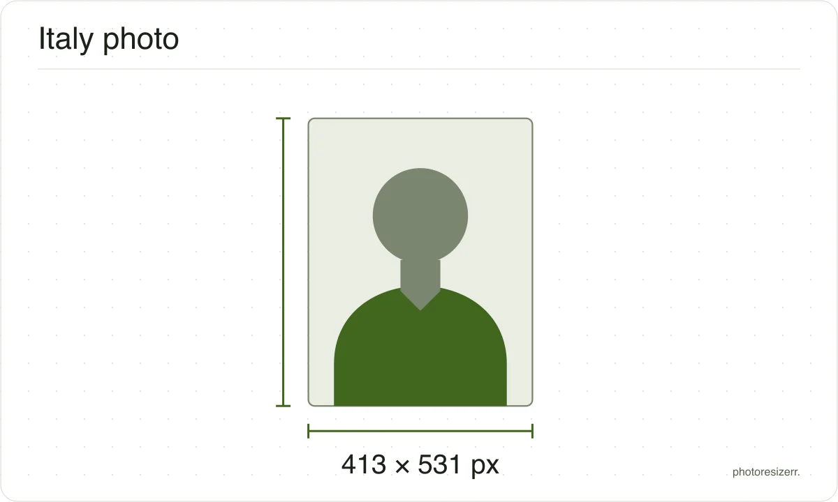 A neutral portrait silhouette in a 413 × 531 px frame matching this tool’s output preset.