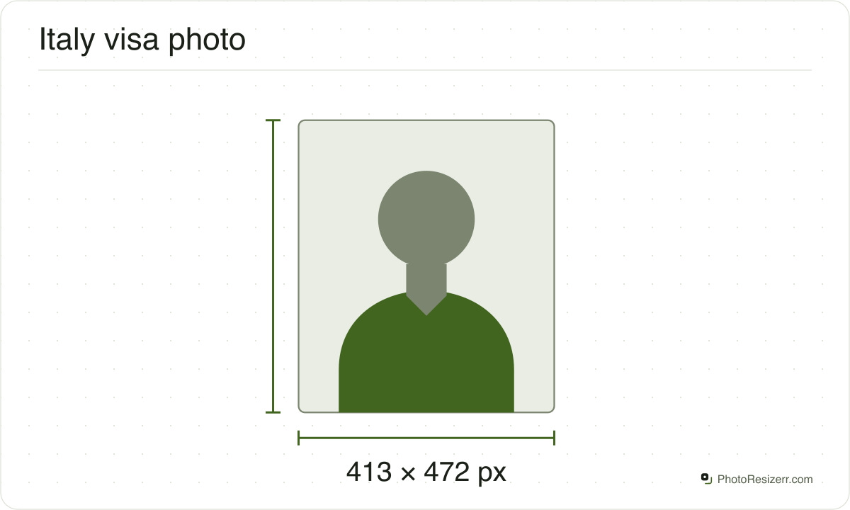 A neutral portrait silhouette in a 413 × 472 px frame matching this tool’s output preset.