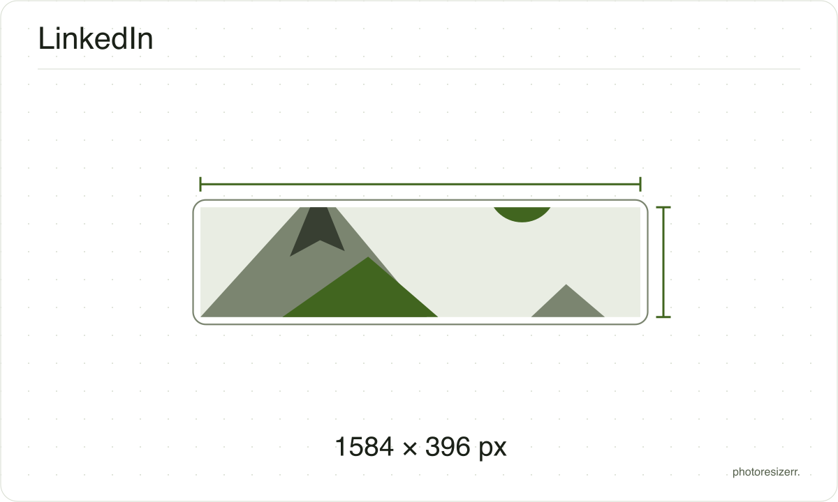 A LinkedIn image frame drawn at the 1584 × 396 px proportions of this page’s preset.