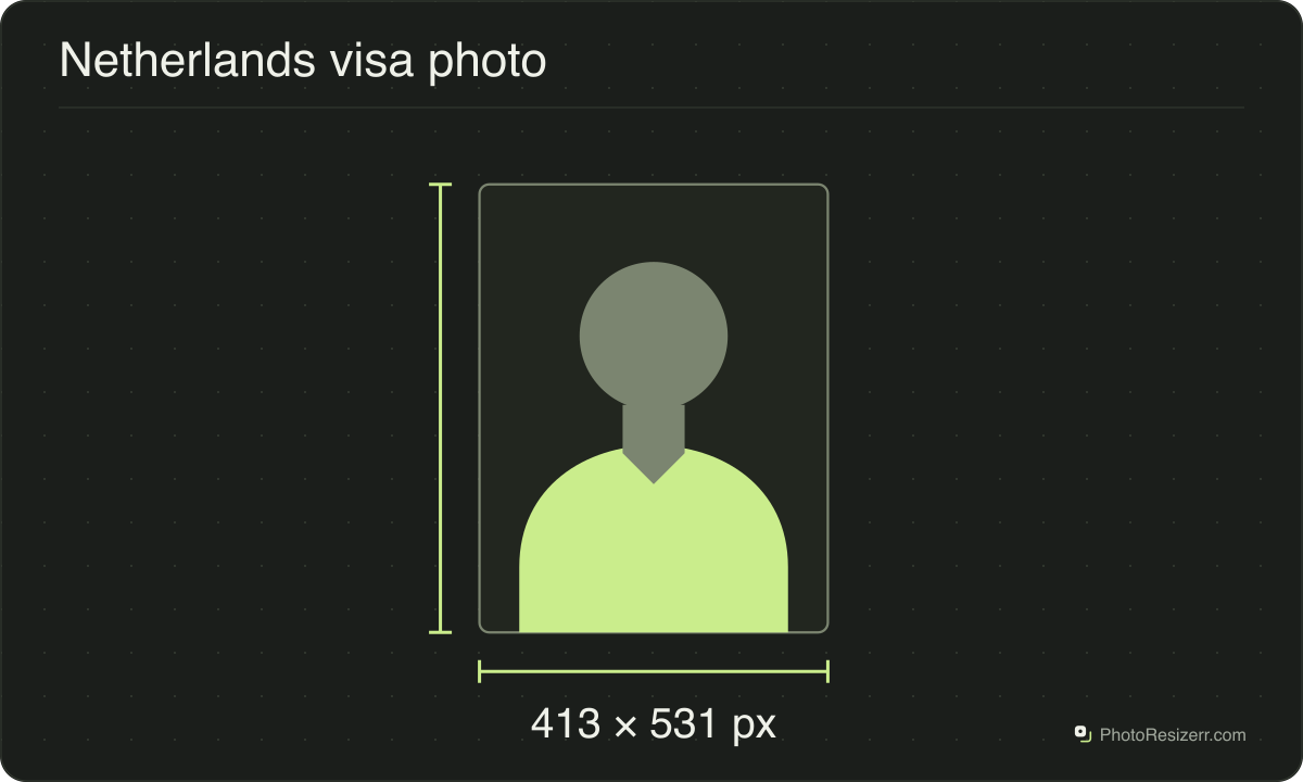 A neutral portrait silhouette in a 413 × 531 px frame matching this tool’s output preset.
