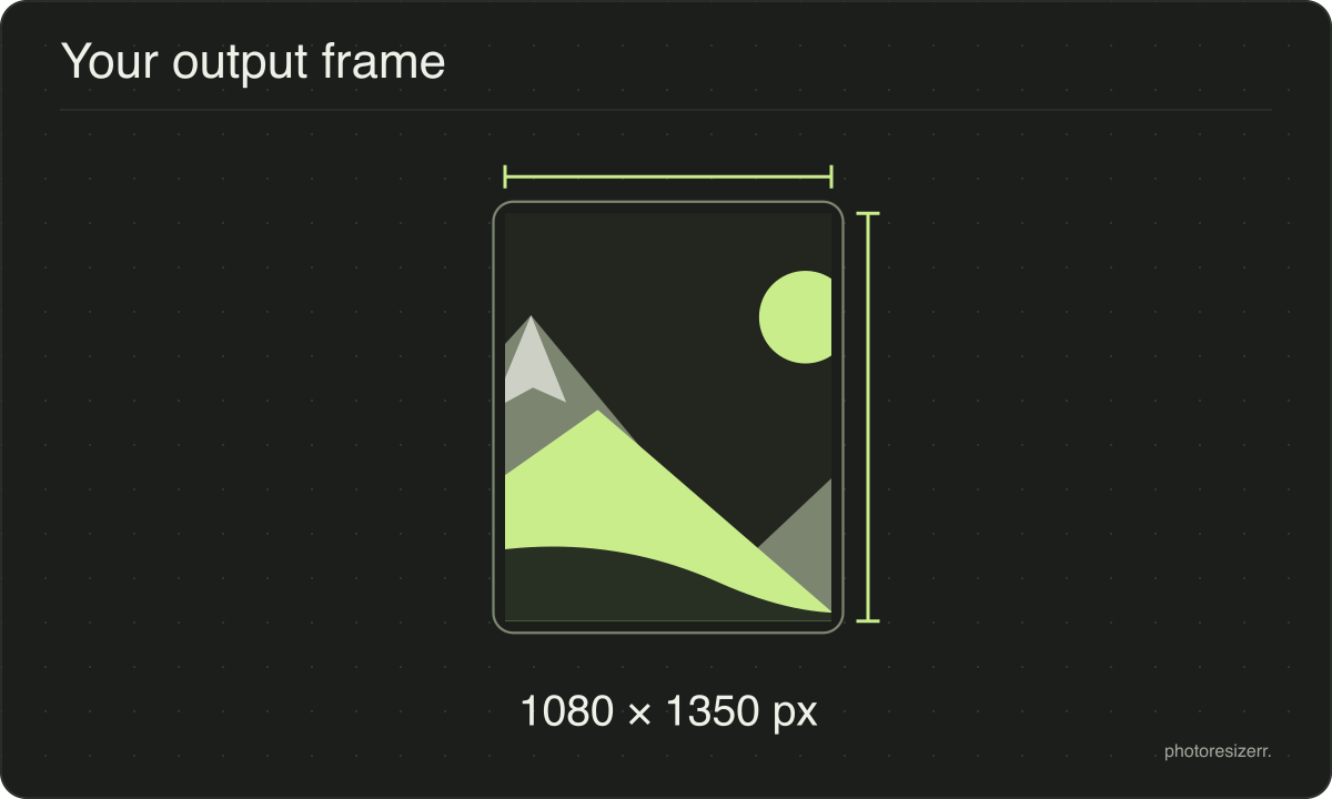 A frame with 1080 × 1350 pixel dimensions drawn to proportion.