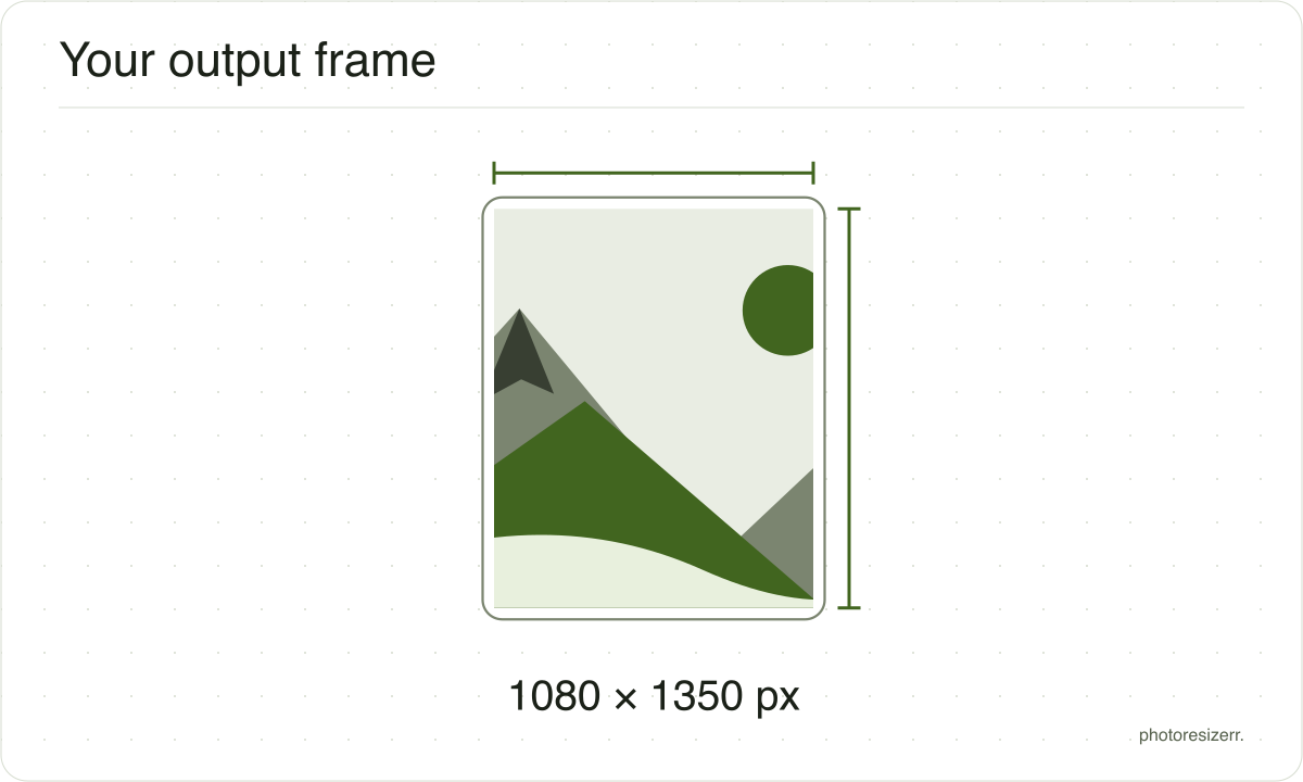 A frame with 1080 × 1350 pixel dimensions drawn to proportion.