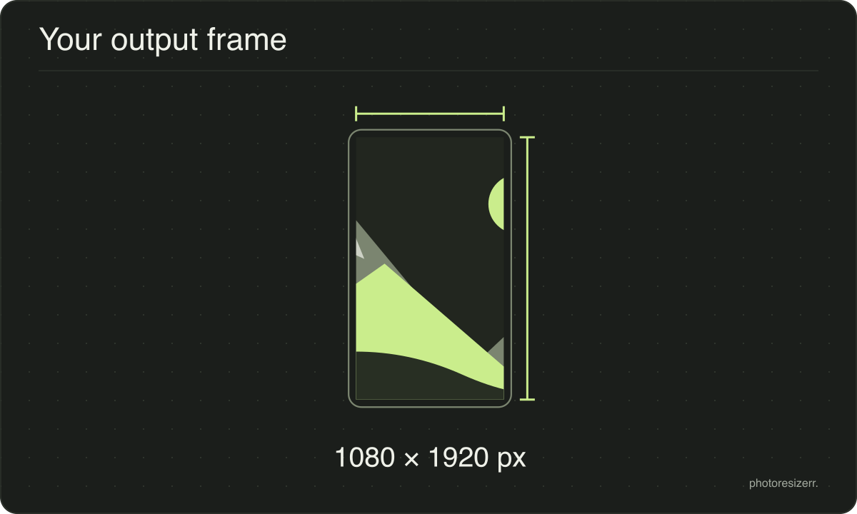 A frame with 1080 × 1920 pixel dimensions drawn to proportion.
