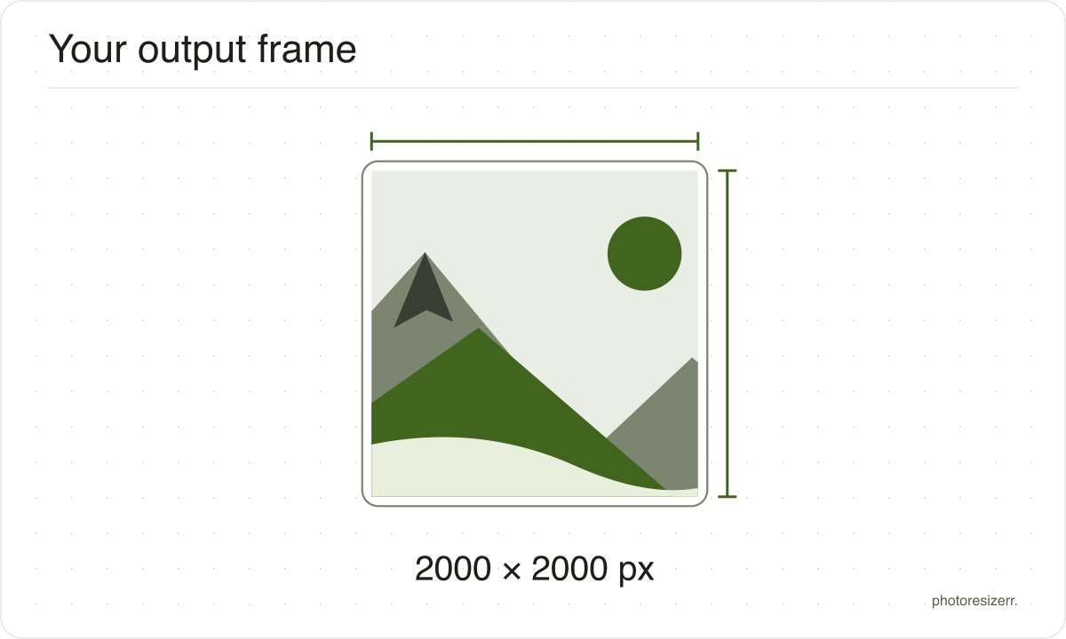 A frame with 2000 × 2000 pixel dimensions drawn to proportion.
