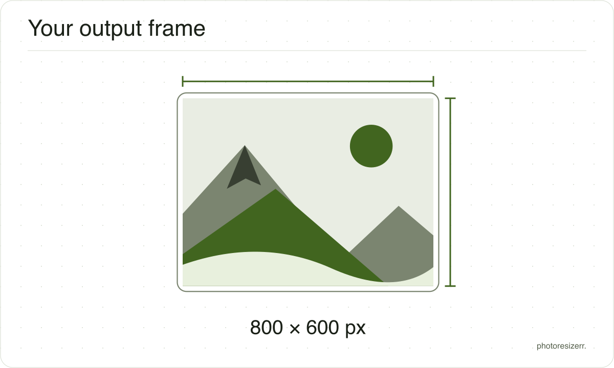 A frame with 800 × 600 pixel dimensions drawn to proportion.
