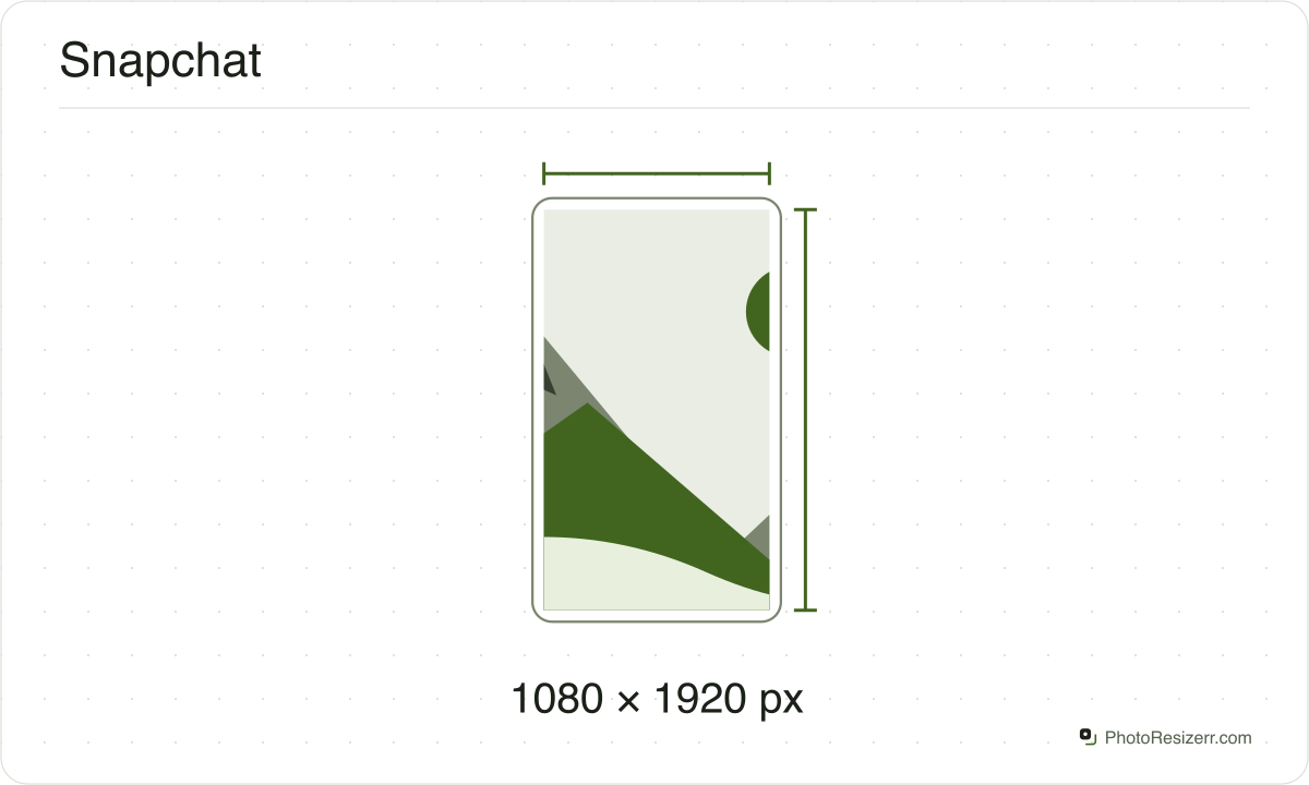 A Snapchat image frame drawn at the 1080 × 1920 px proportions of this page’s preset.
