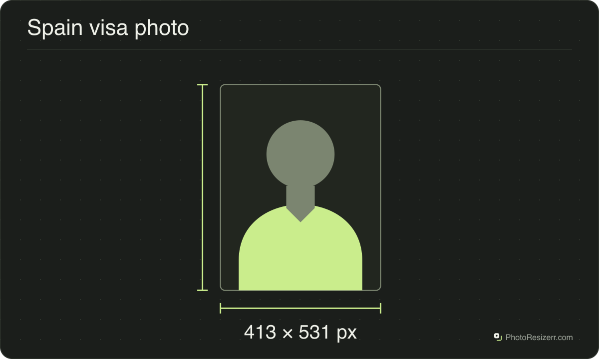 A neutral portrait silhouette in a 413 × 531 px frame matching this tool’s output preset.