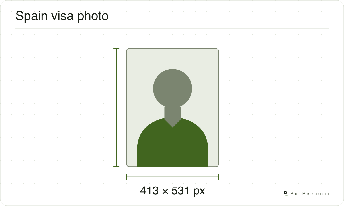 A neutral portrait silhouette in a 413 × 531 px frame matching this tool’s output preset.