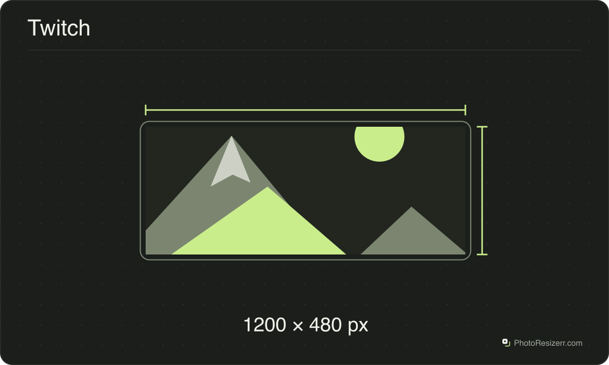 A Twitch image frame drawn at the 1200 × 480 px proportions of this page’s preset.