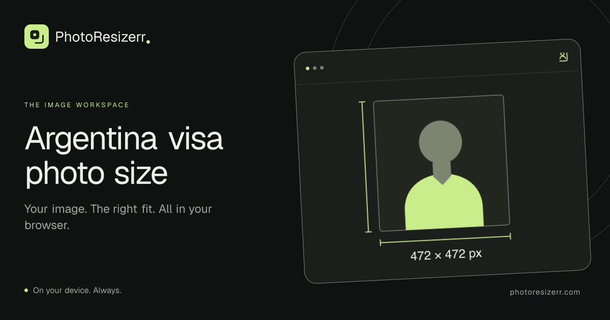 The preview card for Argentina visa photo size