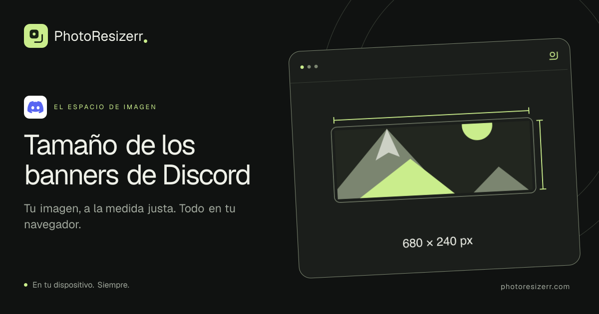 La tarjeta de vista previa de Tamaño de los banners de Discord