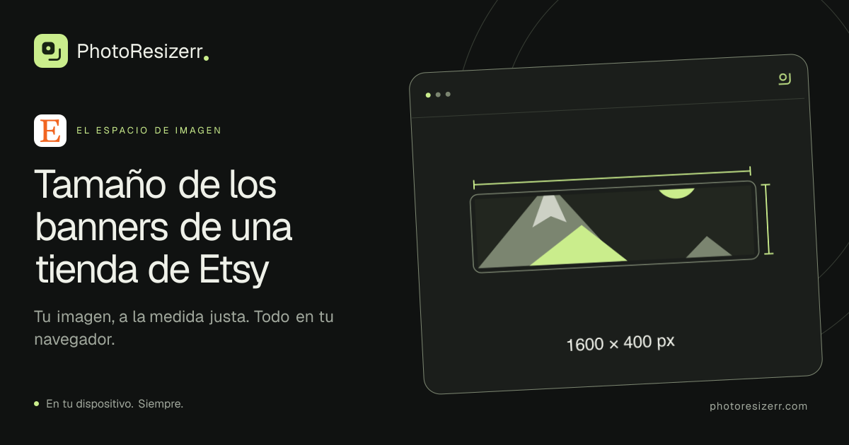 La tarjeta de vista previa de Tamaño de los banners de una tienda de Etsy