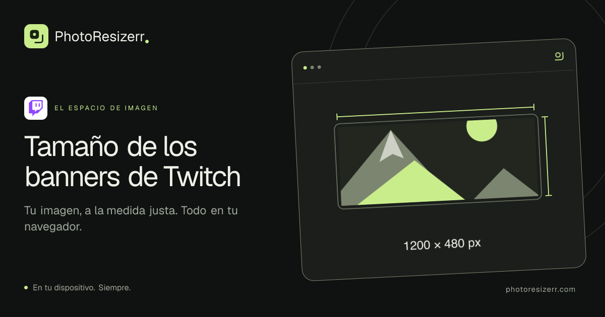 La tarjeta de vista previa de Tamaño de los banners de Twitch