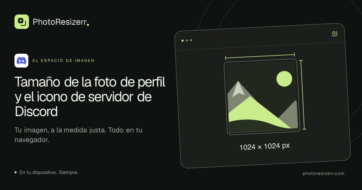 La tarjeta de vista previa de Tamaño de la foto de perfil y el icono de servidor de Discord