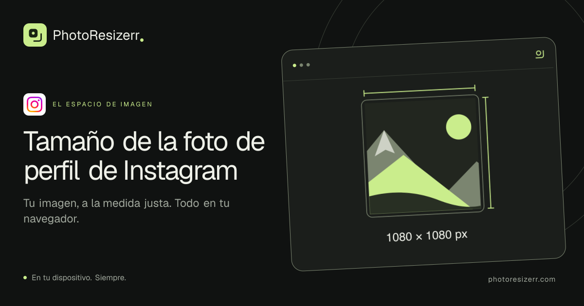 La tarjeta de vista previa de Tamaño de la foto de perfil de Instagram