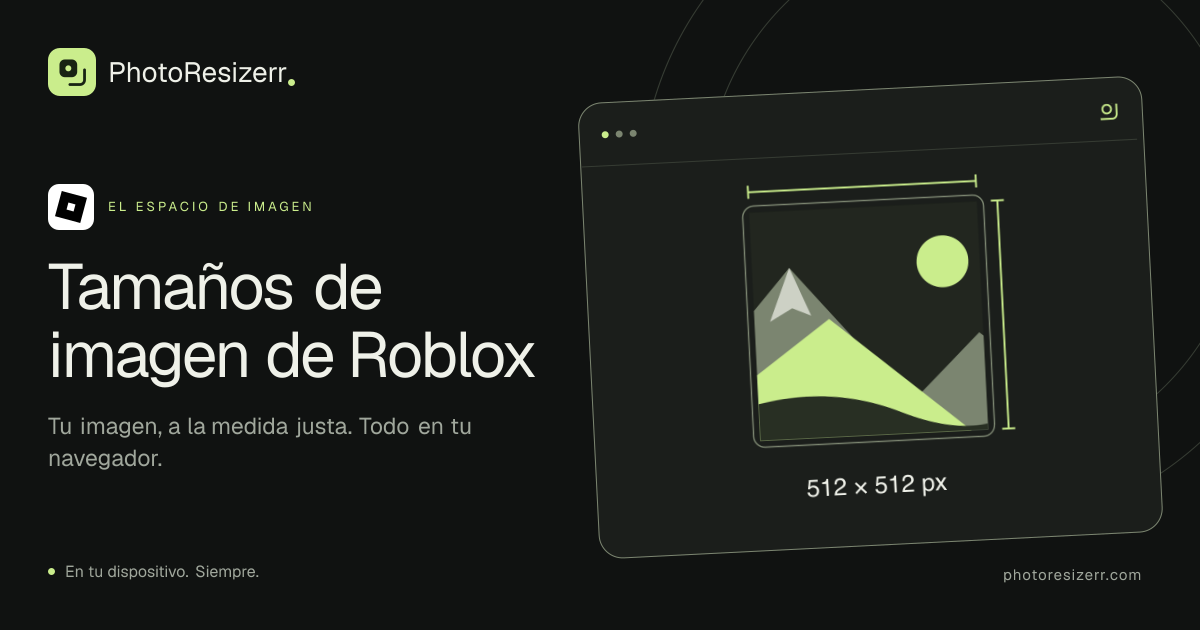 La tarjeta de vista previa de Tamaños de imagen de Roblox