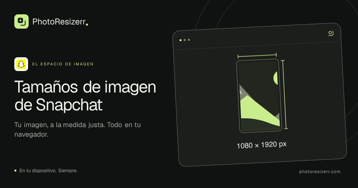 La tarjeta de vista previa de Tamaños de imagen de Snapchat