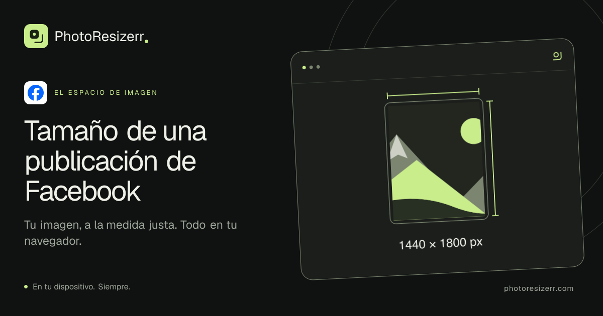 La tarjeta de vista previa de Tamaño de una publicación de Facebook