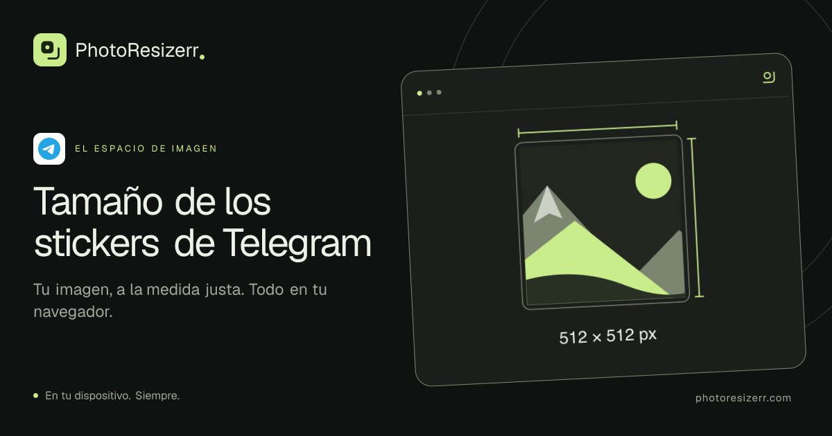 La tarjeta de vista previa de Tamaño de los stickers de Telegram