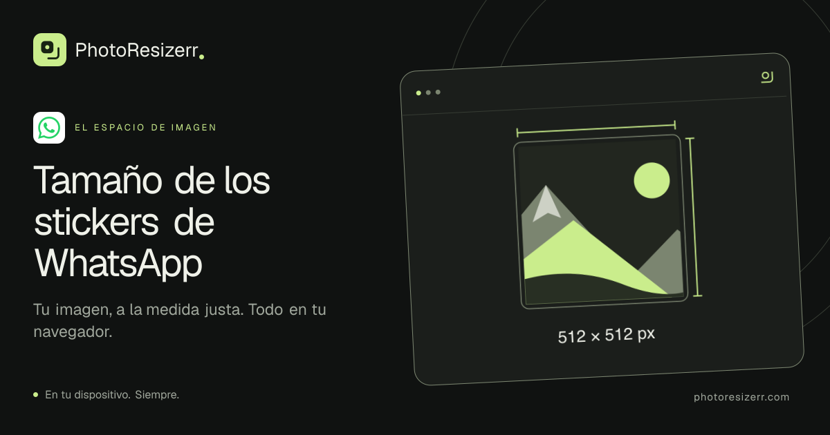 La tarjeta de vista previa de Tamaño de los stickers de WhatsApp