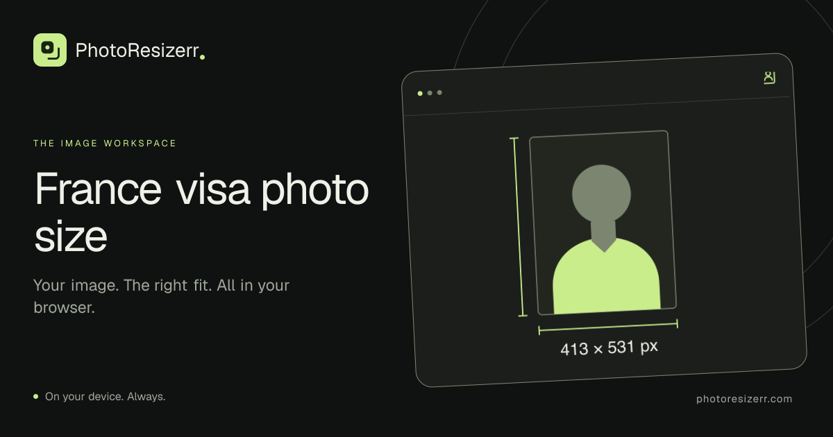 The preview card for France visa photo size