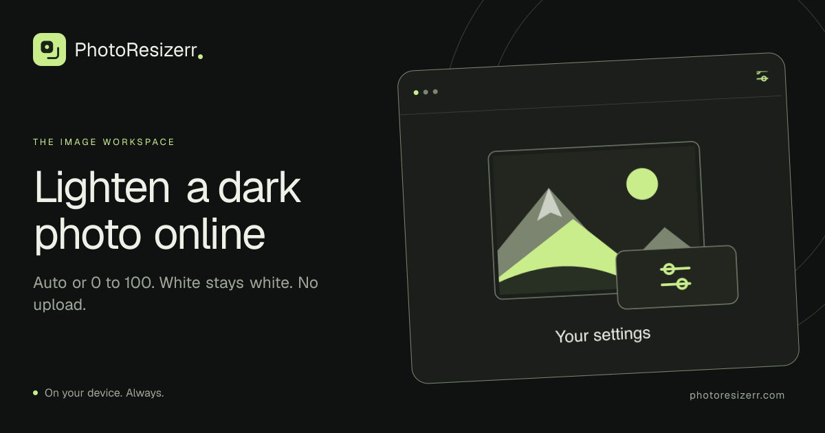 The preview card for Lighten a dark photo online