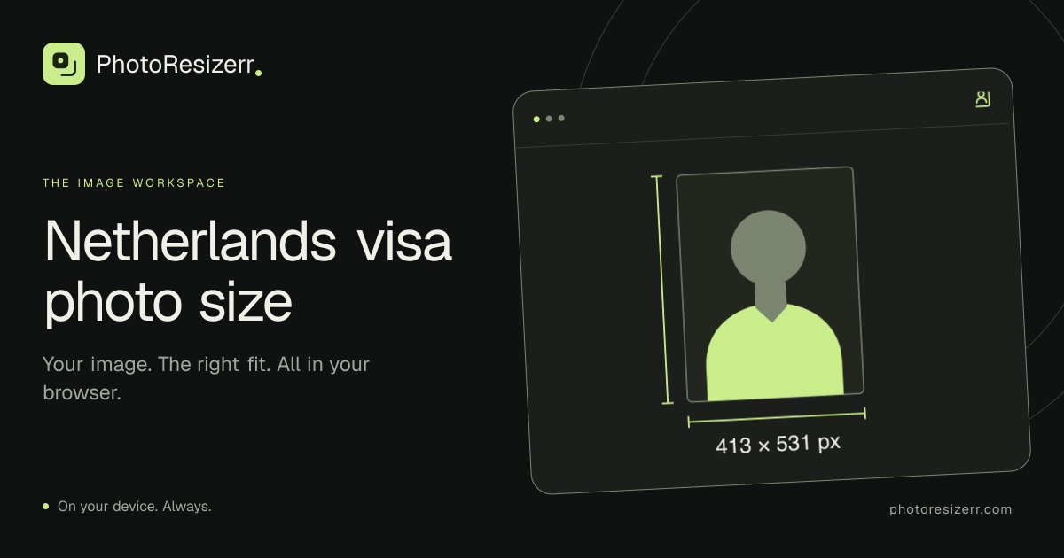 The preview card for Netherlands visa photo size