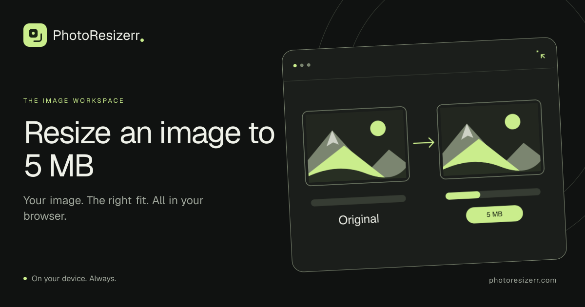 The preview card for Resize an image to 5 MB