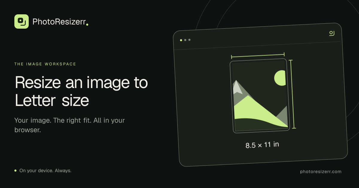 The preview card for Resize an image to Letter size