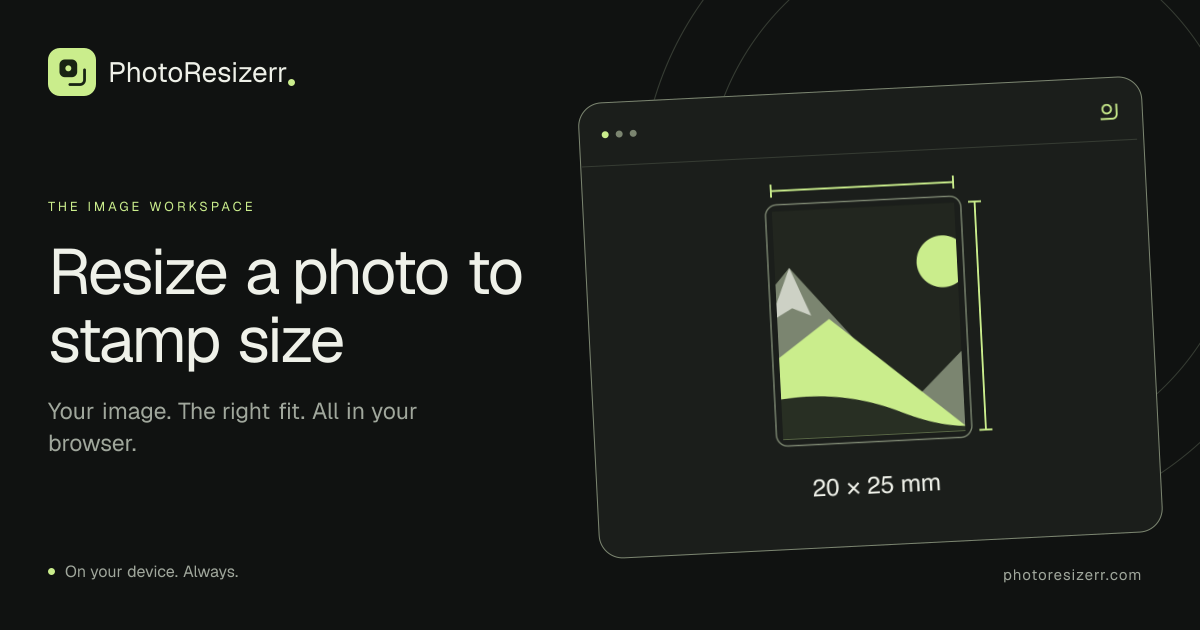 The preview card for Resize a photo to stamp size