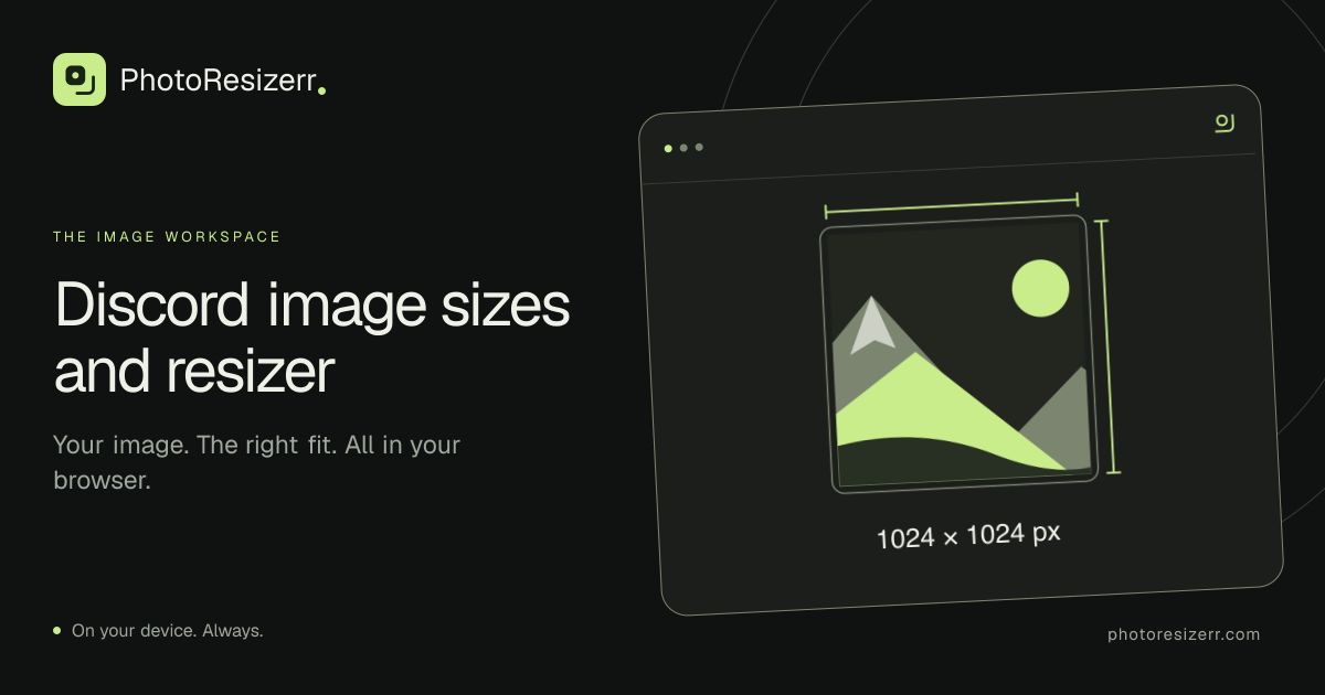 The preview card for Discord image sizes and resizer
