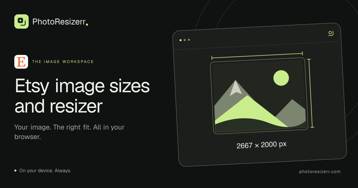 The preview card for Etsy image sizes and resizer